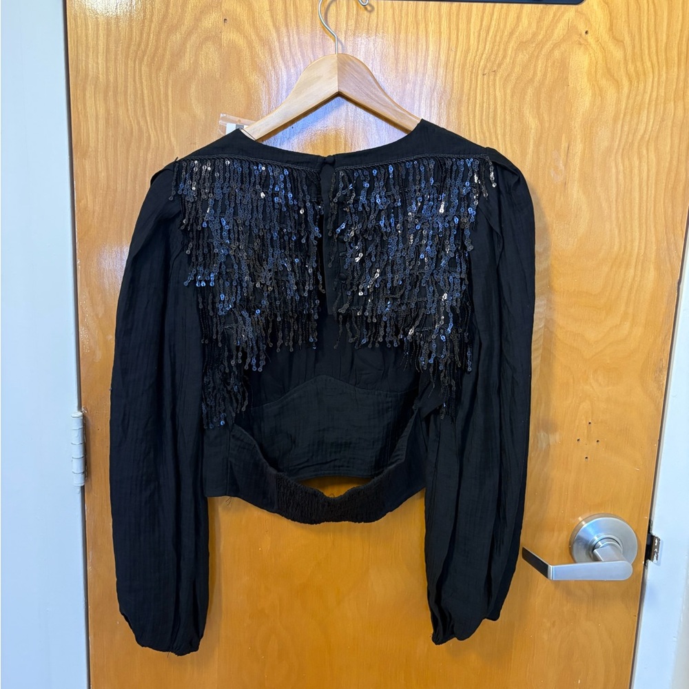 NWT Anthropologie Current Air black sequin top - Picture 7 of 8
